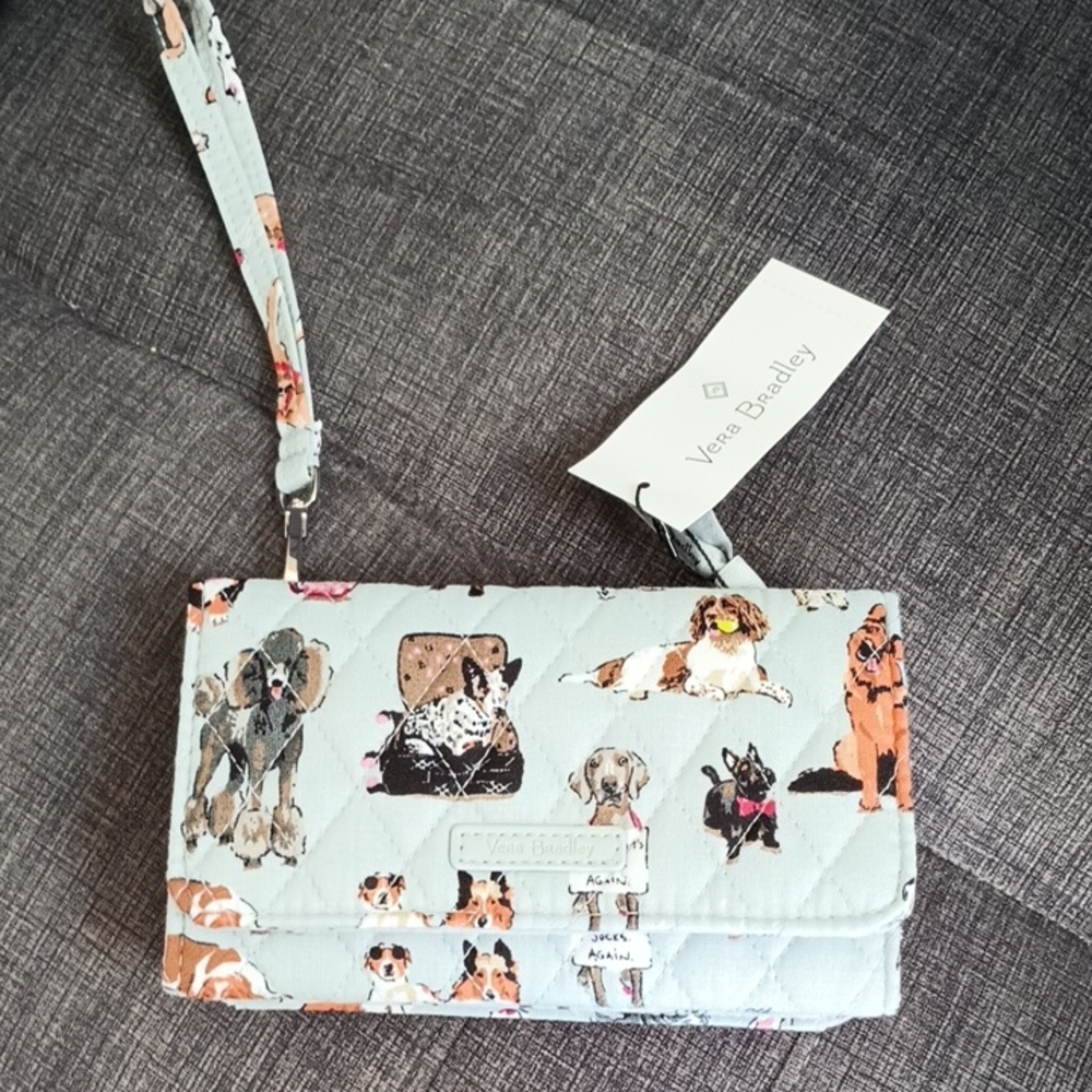 Vera Bradley Multicolor Dog Pattern Wristlet